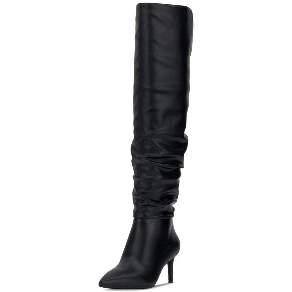 INC International Concepts Womens Black Slouchy Over The Knee Stiletto Boots 9
